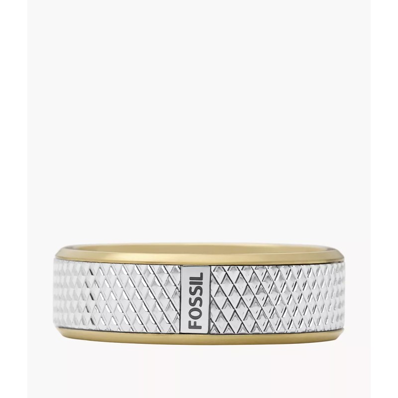 Bague Fossil homme en acier bicolore