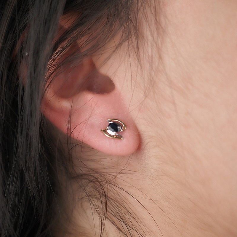 Boucles d'oreilles Carador Saphir en or blanc et jaune 375/000