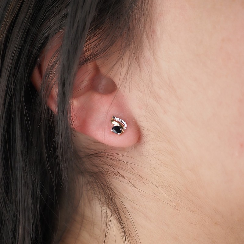 Boucles d'oreilles Carador Deux ors 375/000 et Saphir
