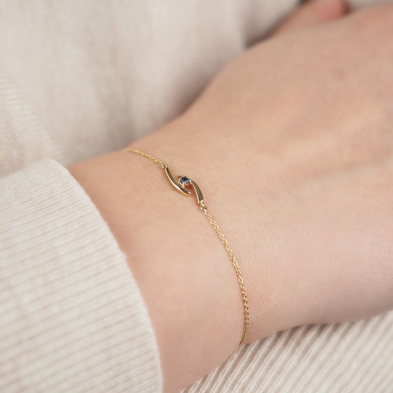 Bracelet Femme en Or Jaune 375 avec Saphir