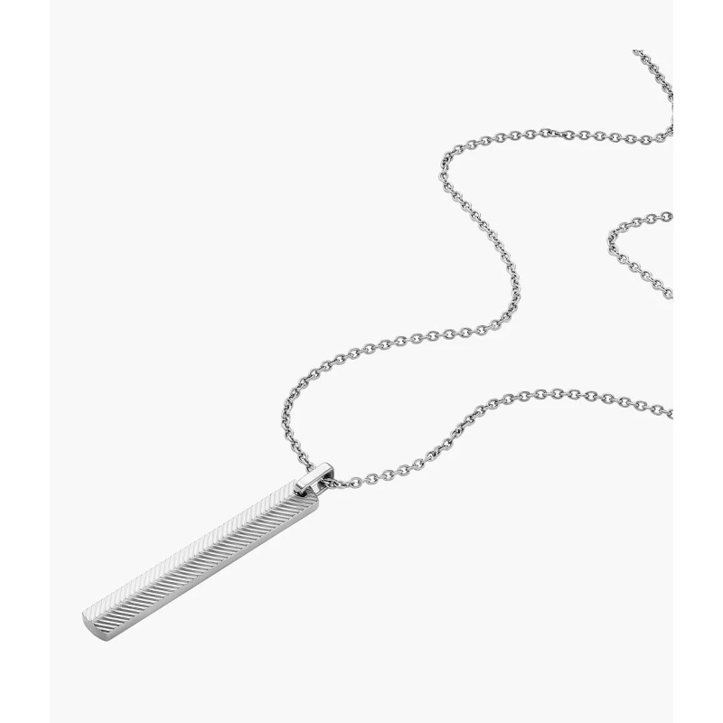 Collier Pendentif Homme Fossil Harlow Linear Texture en acier argenté
