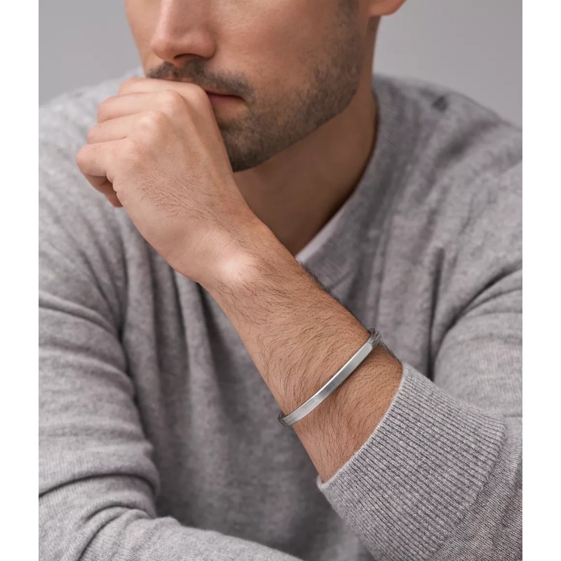 Bracelet Jonc Fossil en acier argenté