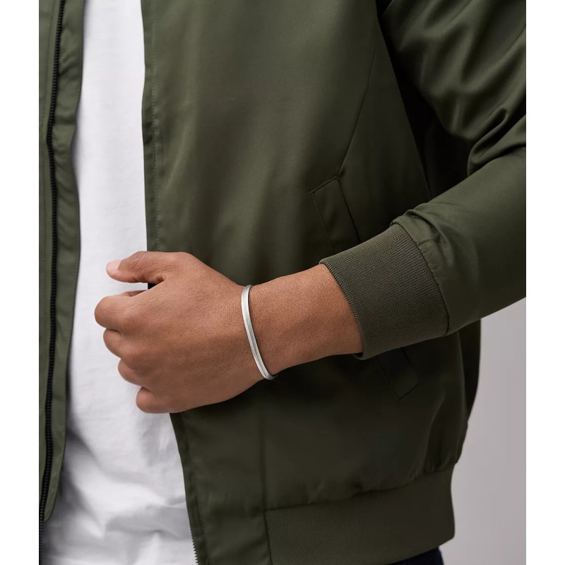 Bracelet Jonc Fossil en acier argenté