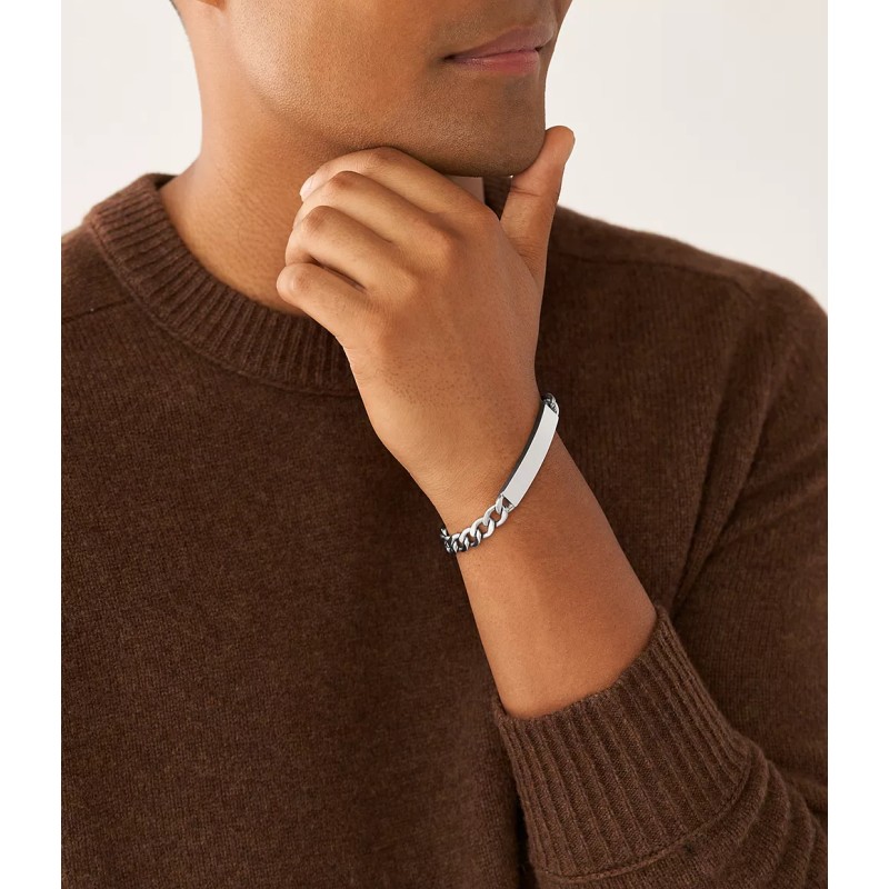 Gourmette Fossil avec plaque en acier