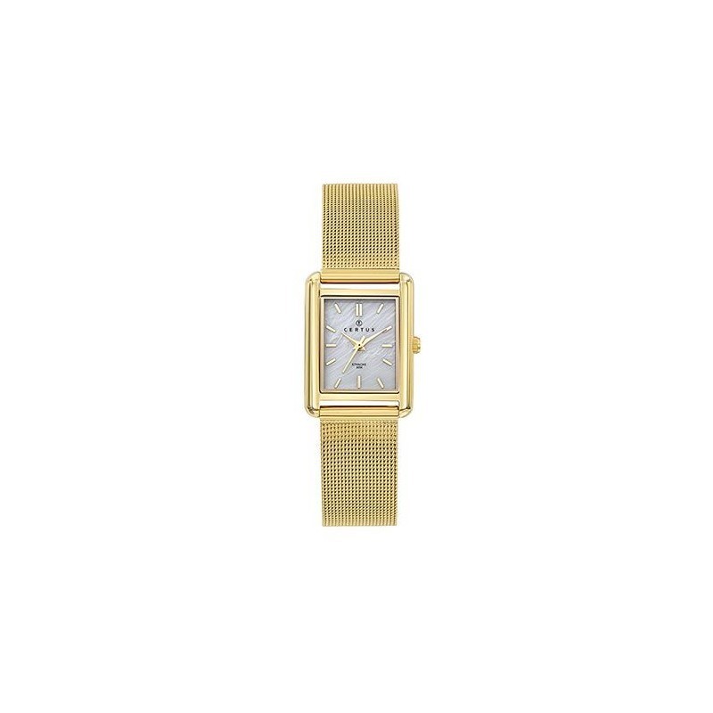 Montre Certus Femme cadran rectangulaire avec son bracelet milanais doré