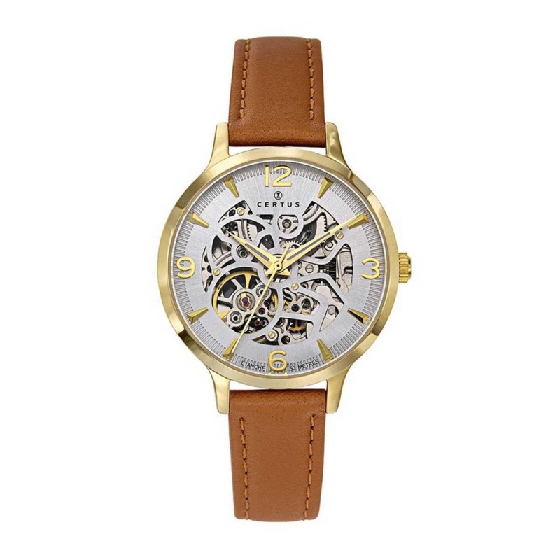 MONTRE CERTUS HOMME BRACELET CUIR MARRON