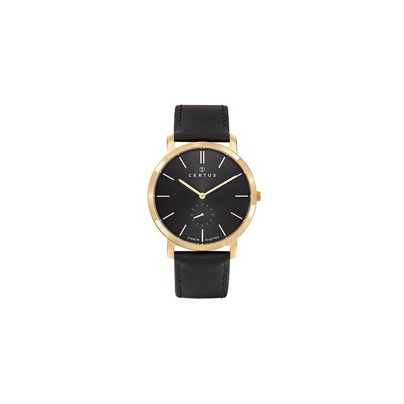 MONTRE CERTUS HOMME BRACELET CUIR noir