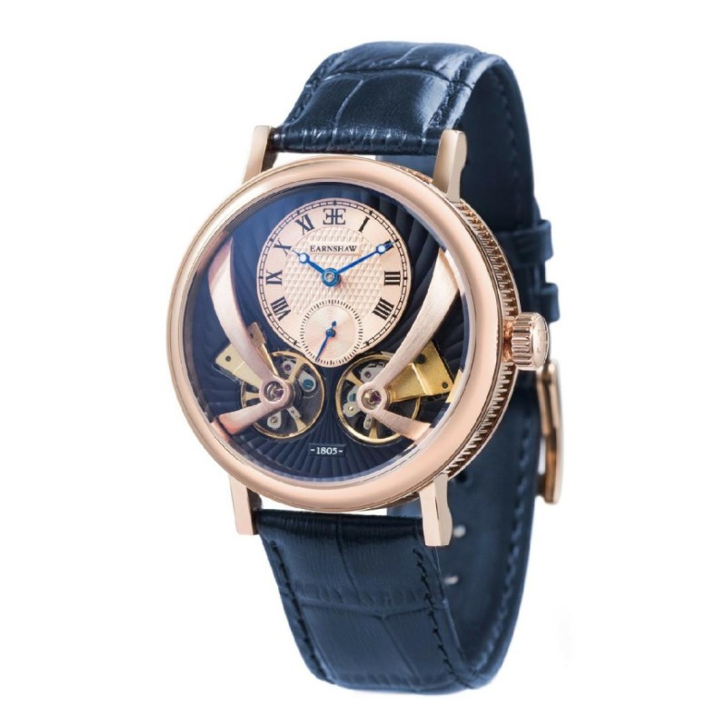 MONTRE Beaufort Anatolia EARNSHAW HOMME AUTOMATIQUE CUIR bleu