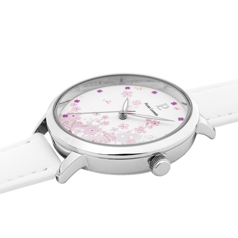 Montre Pierre Lannier femme bracelet cuir blanc