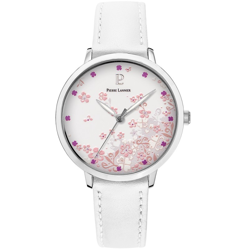 Montre Pierre Lannier femme bracelet cuir blanc