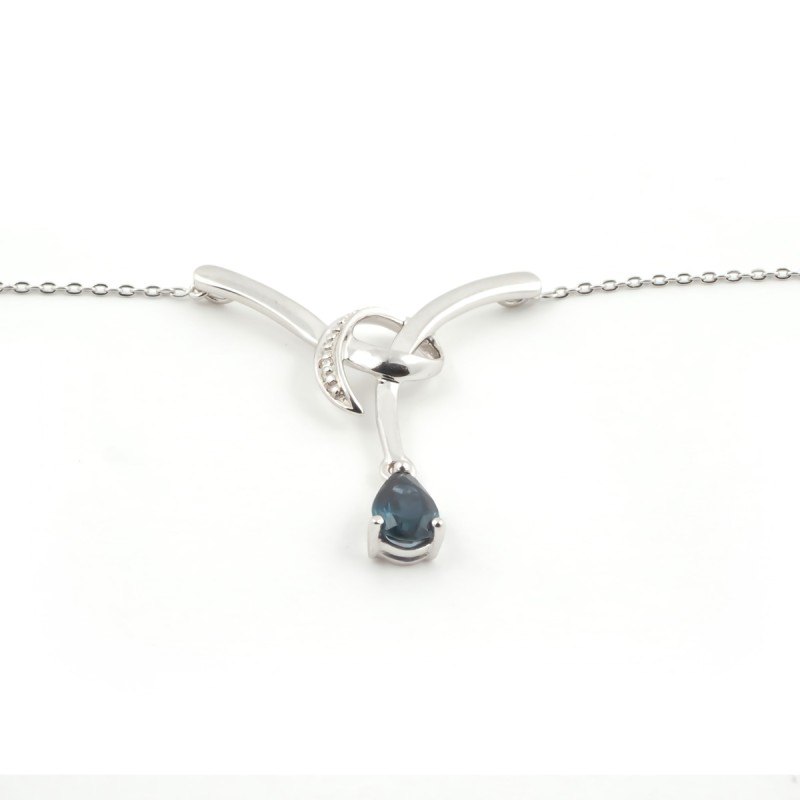 Collier Carador Or blanc 375/000 et Saphir