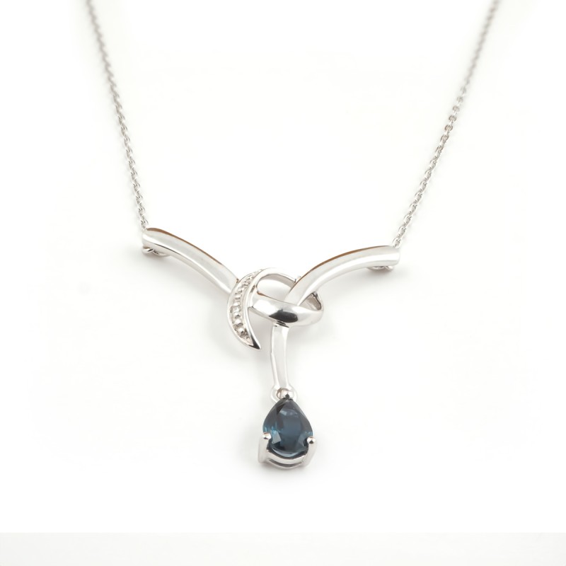 Collier Carador Or blanc 375/000 et Saphir