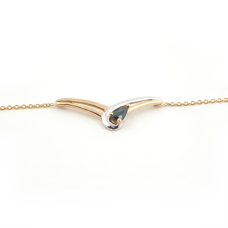 Collier Carador Or jaune et Blanc 375/000 et Saphir