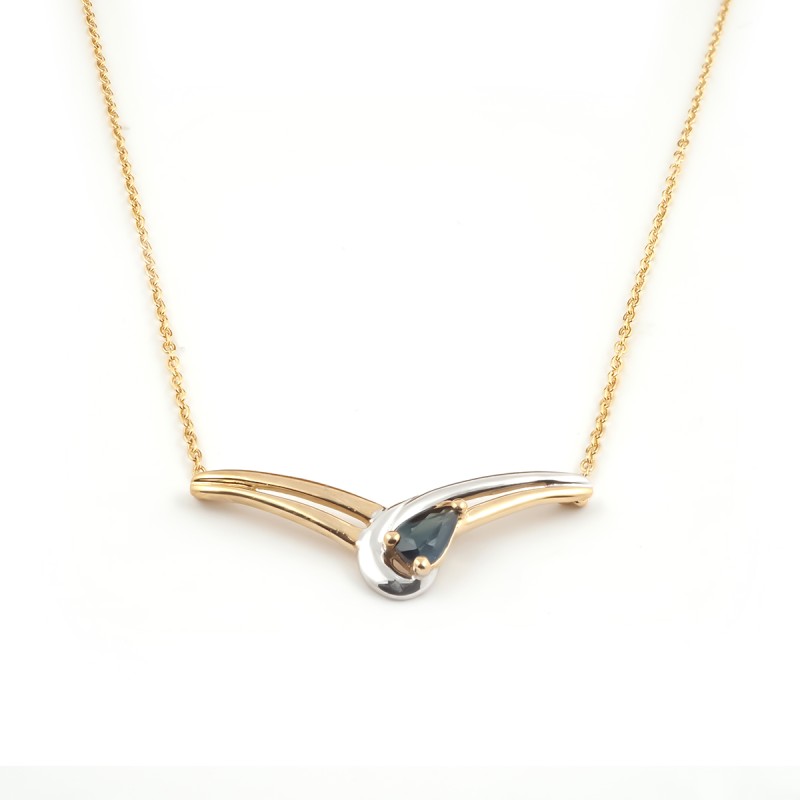 Collier Carador Or jaune et Blanc 375/000 et Saphir