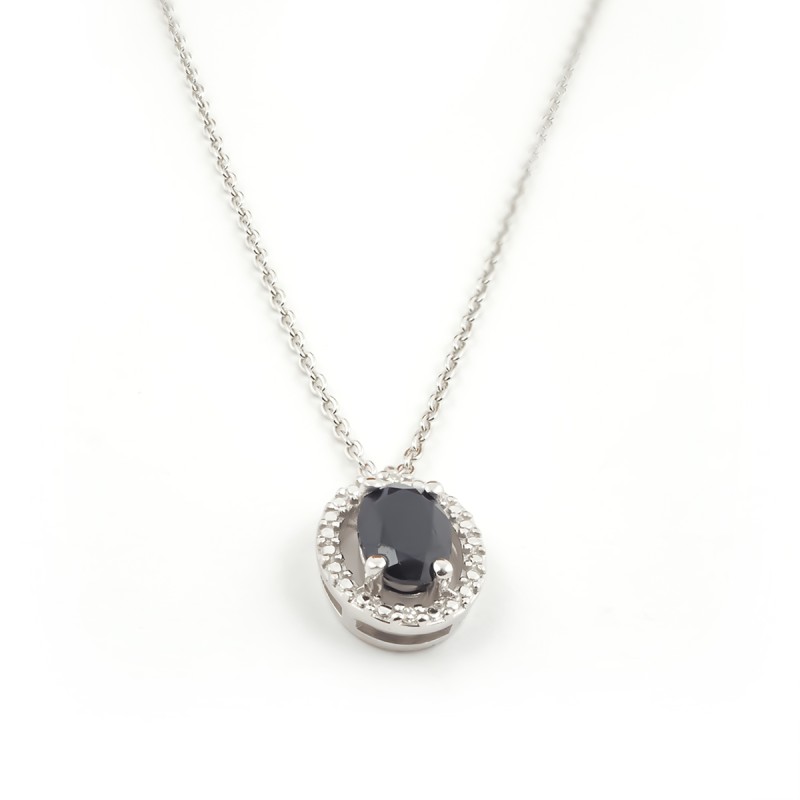 Collier Carador Or blanc 375/000, Saphir et Diamants