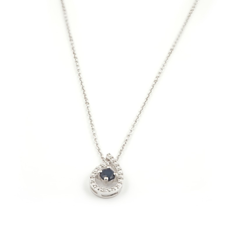 Collier Carador Or Blanc 375/000 et pendentif saphir