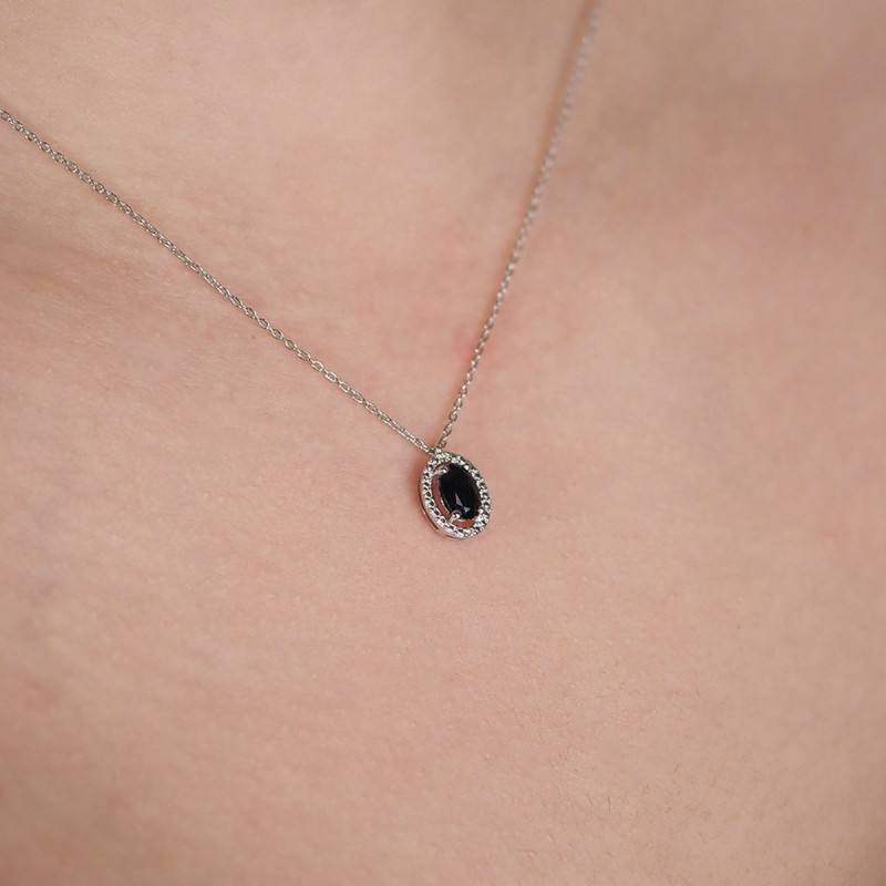 Collier Carador Or blanc 375/000, Saphir et Diamants