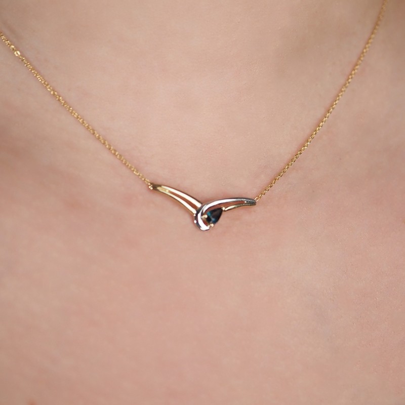 Collier Carador Or jaune et Blanc 375/000 et Saphir