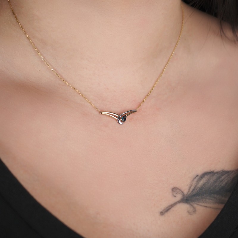 Collier Carador Or jaune et Blanc 375/000 et Saphir