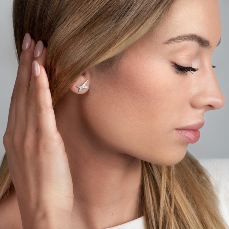 BOUCLES D'OREILLES FEMME MAUBOUSSIN OR BLANC 750/000 ET DIAMANTS "MES NUANCES A TOI"