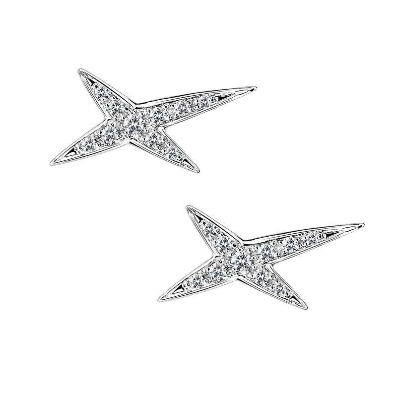 BOUCLES D'OREILLES FEMME MAUBOUSSIN OR BLANC 750/000 ET DIAMANTS "MES NUANCES A TOI"