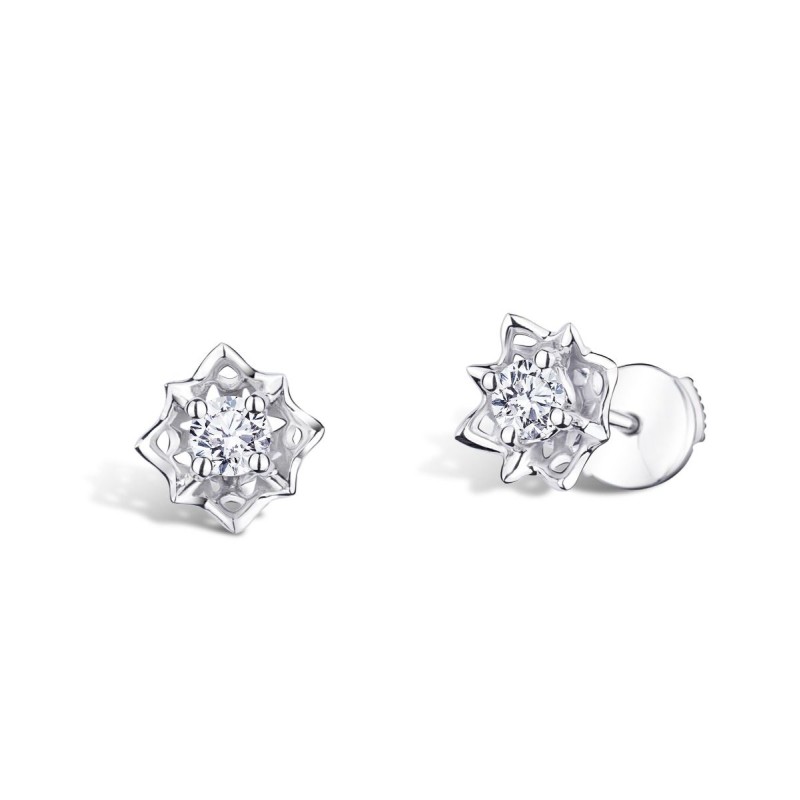 BOUCLES D'OREILLES FEMME MAUBOUSSIN OR BLANC 750/000 ET DIAMANTS "MA REINE D'AMOUR"