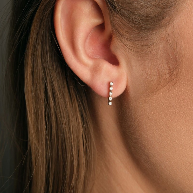 BOUCLES D'OREILLES FEMME MAUBOUSSIN OR DORE ROSE 750/000 ET DIAMANTS "TROIS GRAINS D'AMOUR"