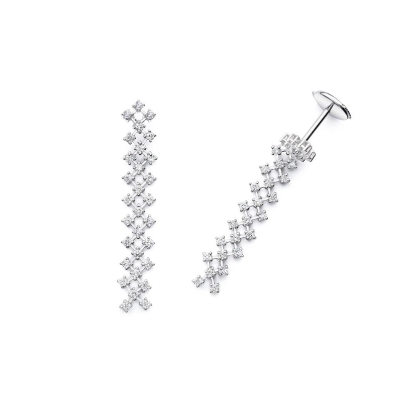 BOUCLES D'OREILLES FEMME MAUBOUSSIN OR BLANC 750/000 ET DIAMANTS "TRANSPARENCE DIVINE"