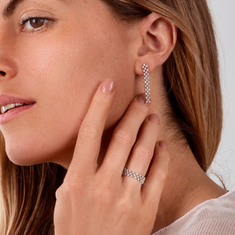 BOUCLES D'OREILLES FEMME MAUBOUSSIN OR BLANC 750/000 ET DIAMANTS "TRANSPARENCE DIVINE"