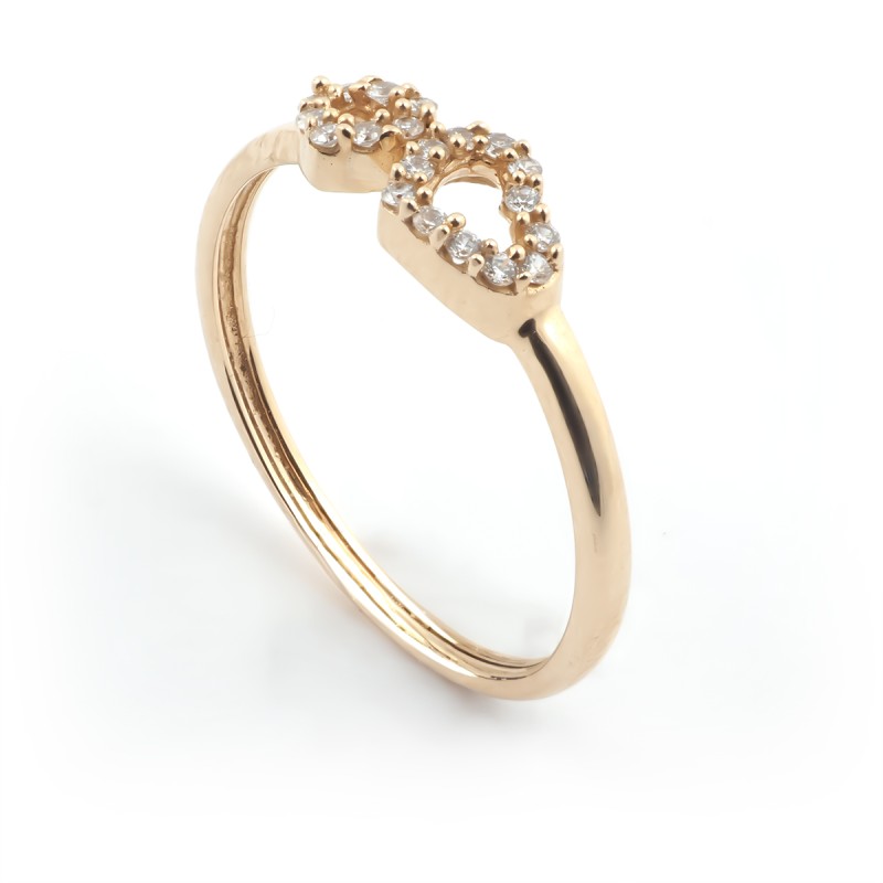 Bague double cœur femme Carador Or 375/000 et Oxyde de zirconium