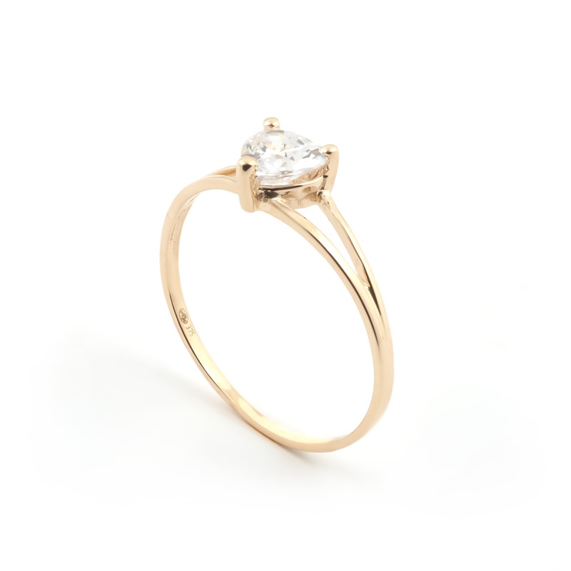 Bague cœur femme Carador Or 375/000 et Oxyde de zirconium