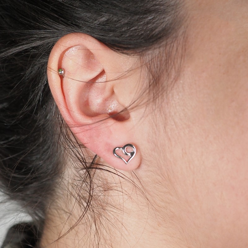 Boucles d'oreilles femme cœur en argent