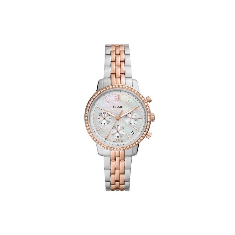 Montre Fossil femme Neutre en acier bicolore avec chrono et dateur