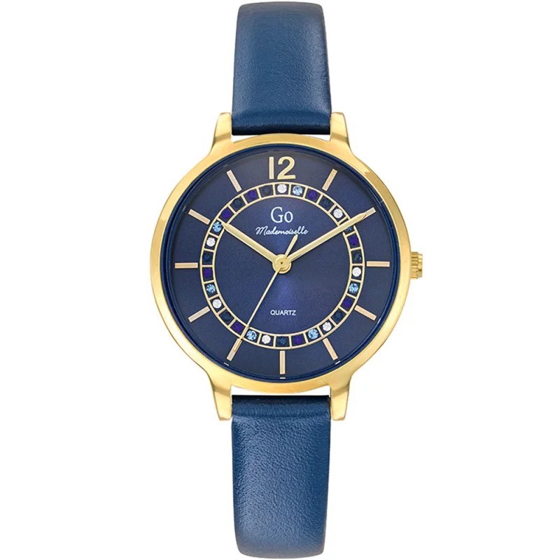 Montre Go femme bracelet cuir bleu