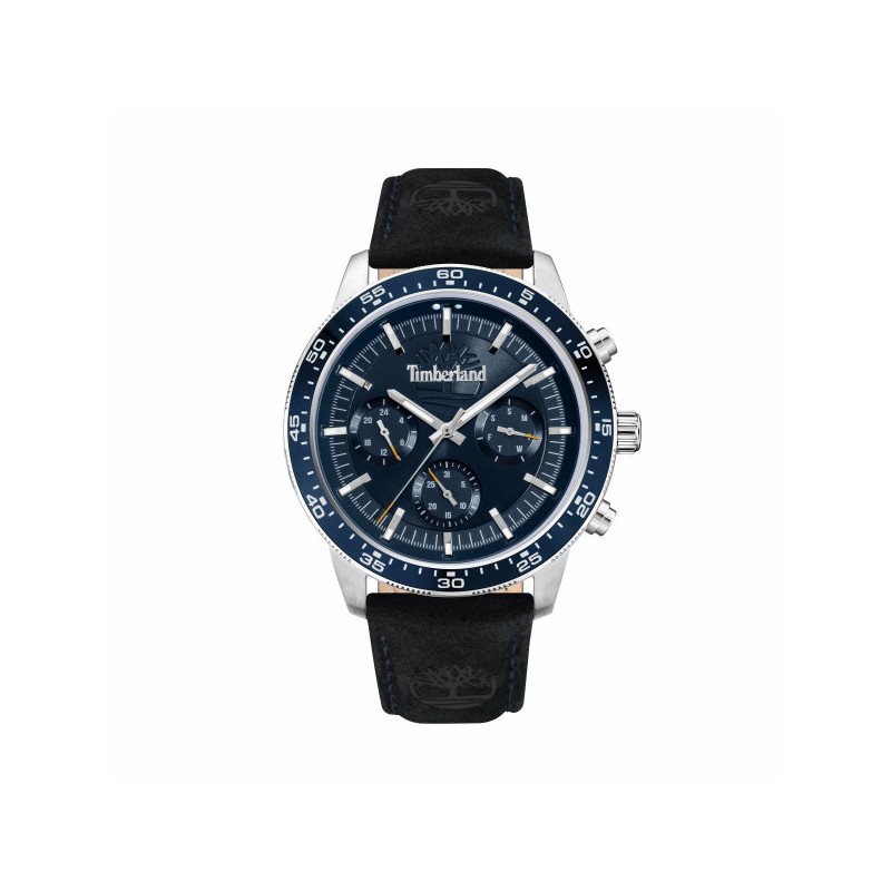 Montre Timberland Homme Parkman fond bleu cuir noir