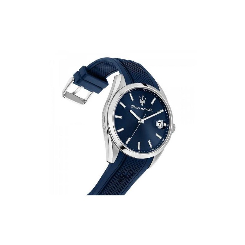 Montre Homme Maserati Attrazione bracelet silicone bleu avec dateur