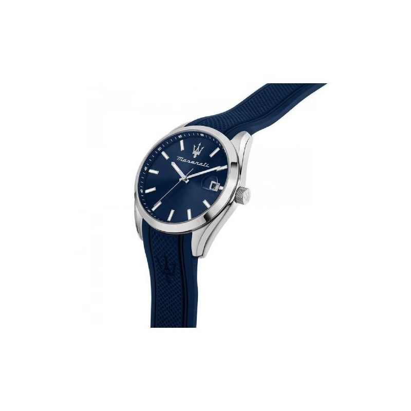 Montre Homme Maserati Attrazione bracelet silicone bleu avec dateur