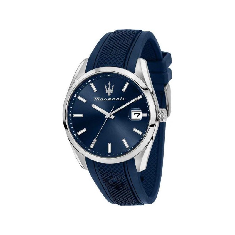Montre Homme Maserati Attrazione bracelet silicone bleu avec dateur