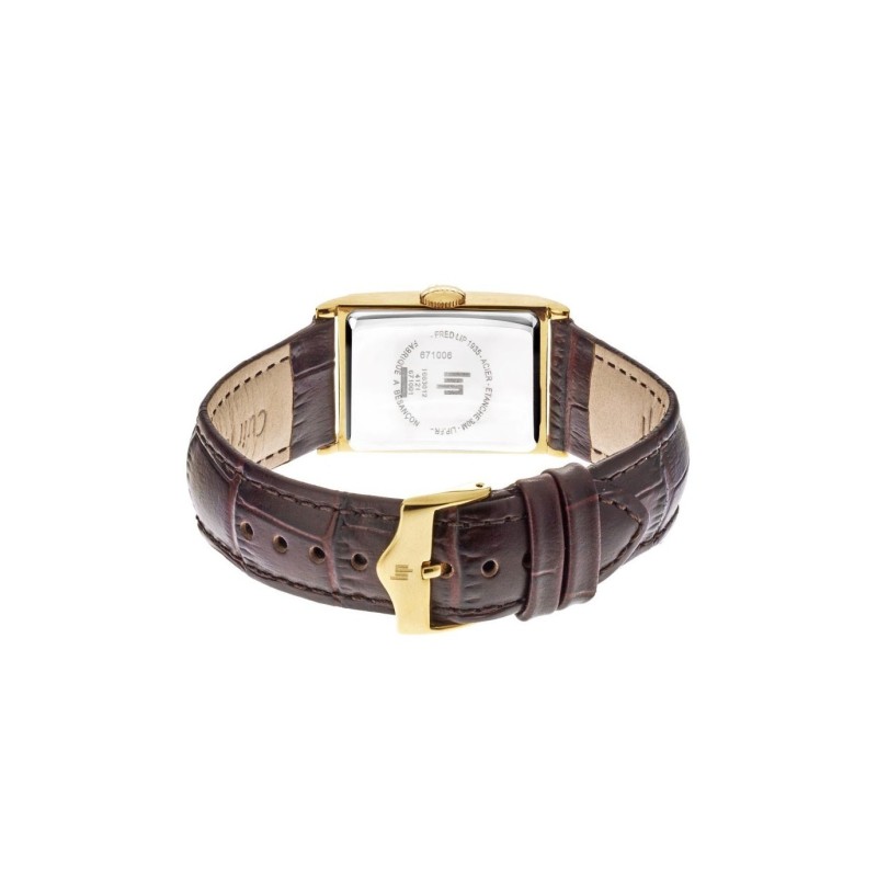 Montre Lip Churchill T18 bracelet cuir marron fond doré