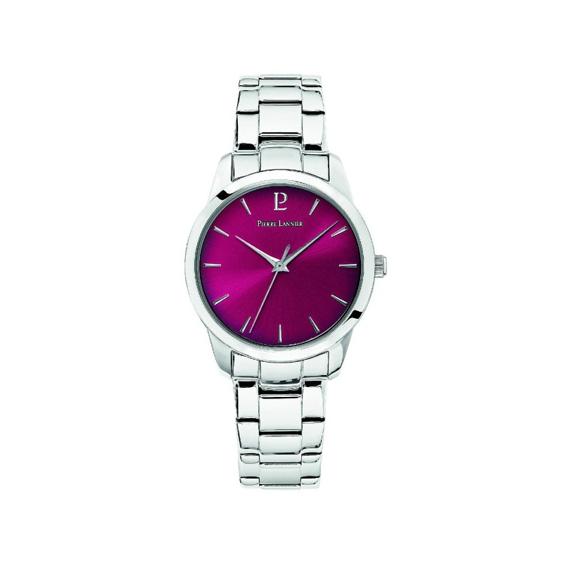 Montre Femme Pierre Lannier acier argenté fond rose fushia