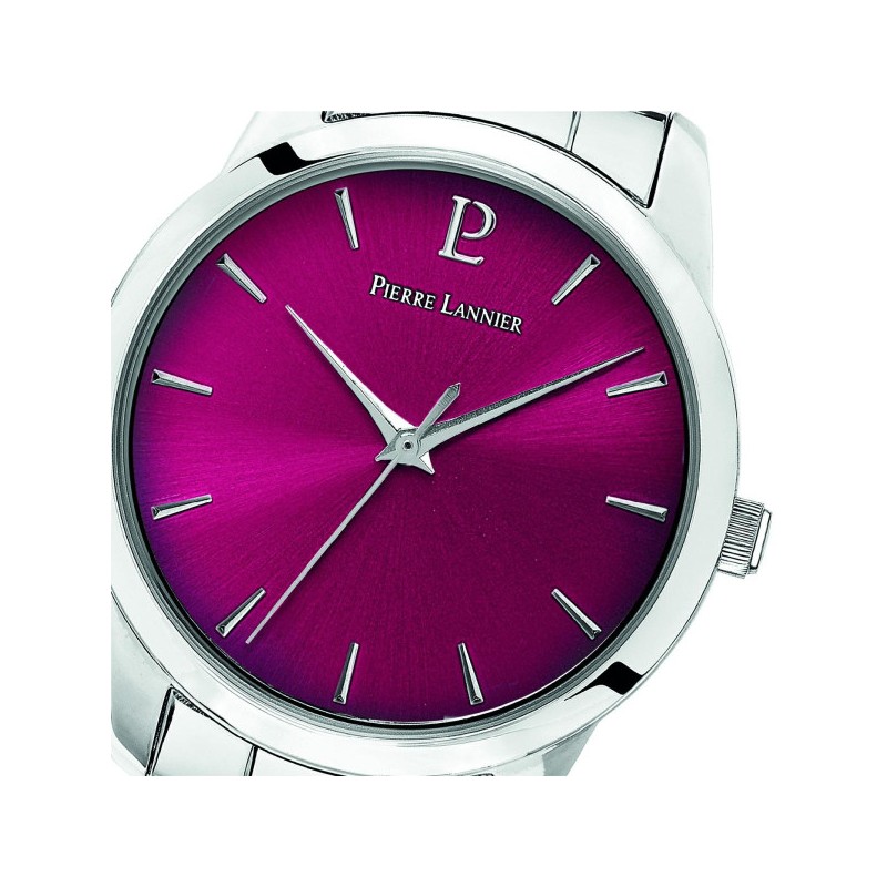 Montre Femme Pierre Lannier acier argenté fond rose fushia