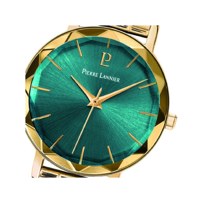 Montre Femme Pierre Lannier acier doré fond vert