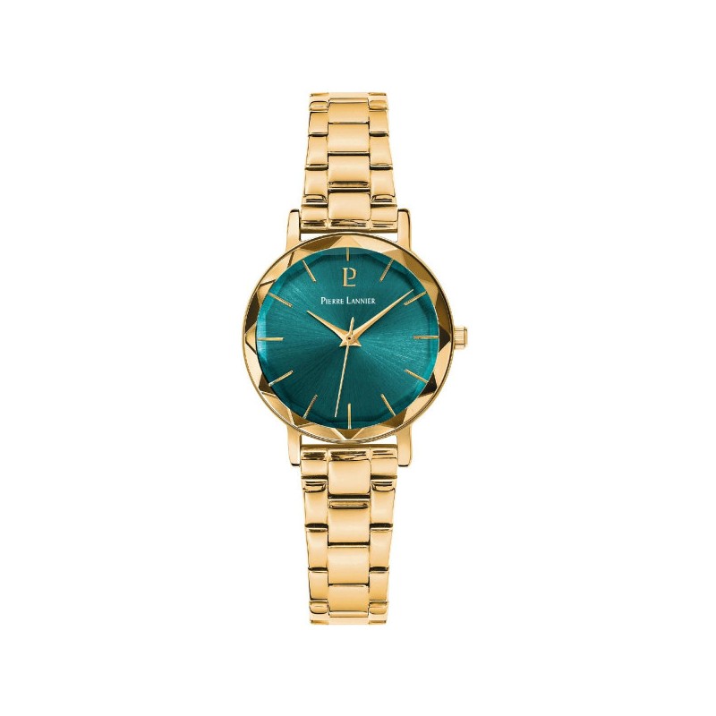 Montre Femme Pierre Lannier acier doré fond vert