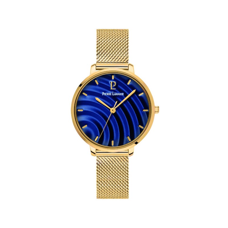 Montre Femme Pierre Lannier Betty doré fond bleu