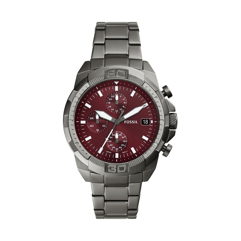 Montre Fossil Homme Bronson chronographe fond rouge