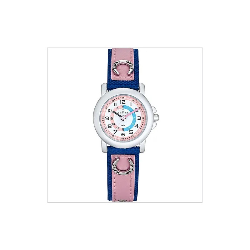 Montre Certus Junior fille cuir bleu et rose fer à cheval