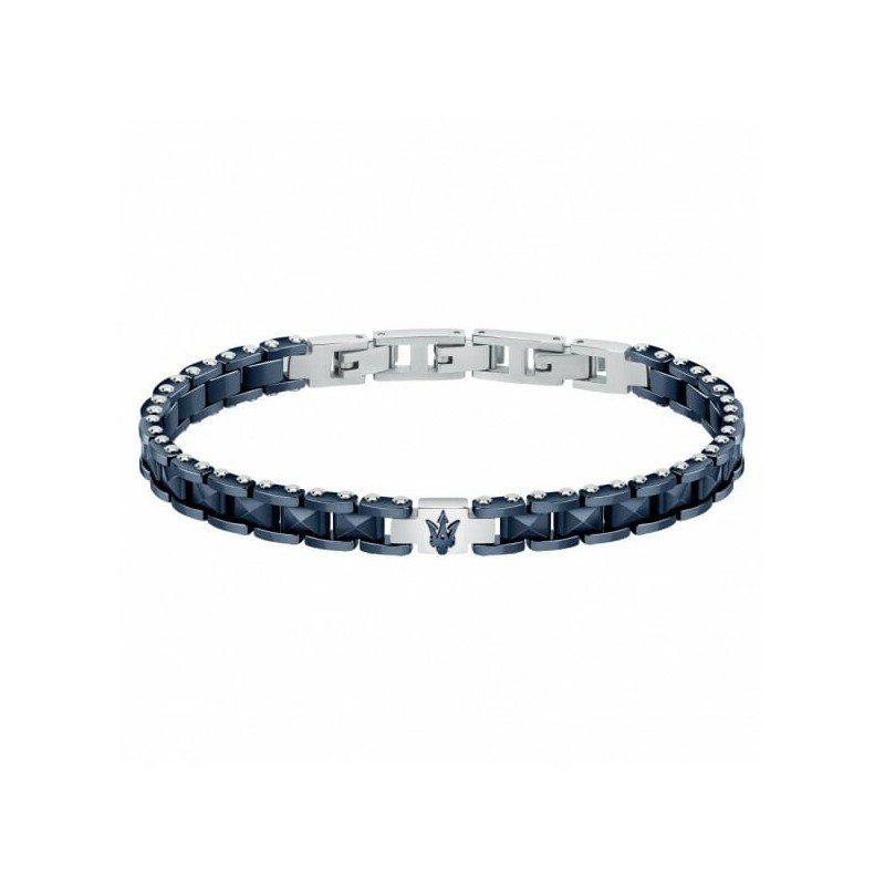 Bracelet Maserati Homme acier argenté et bleu