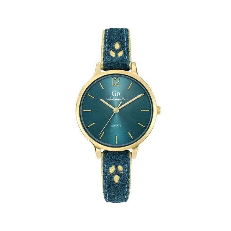 Montre Go femme bracelet cuir bleu