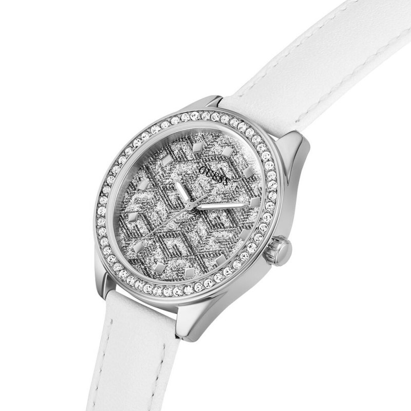 Montre G Gloss Guess femme bracelet en cuir blanc