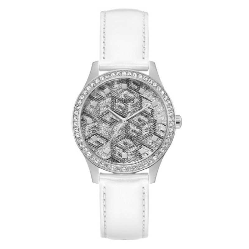 Montre G Gloss Guess femme bracelet en cuir blanc